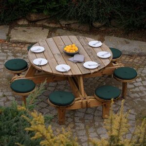 Okrągły stół piknikowy Ø 1,5 m Picnic 8os. z drewna